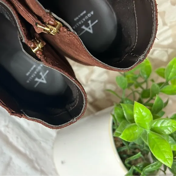 AQUATALIA Weatherproof Block heel bootie Ginger Suede leather Ankle boot Sz 8.5