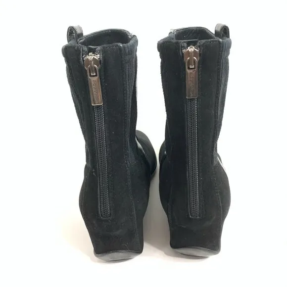 AQUATALIA Zip Black Suede Flat Bootie Ankle Boots
