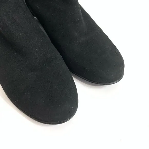 AQUATALIA Zip Black Suede Flat Bootie Ankle Boots