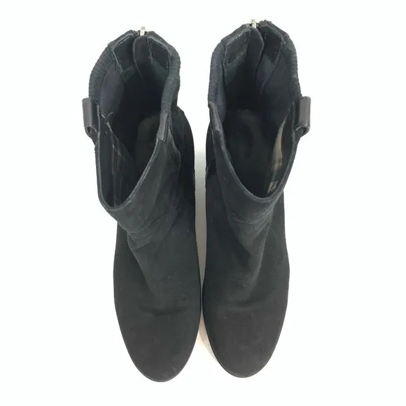 AQUATALIA Zip Black Suede Flat Bootie Ankle Boots