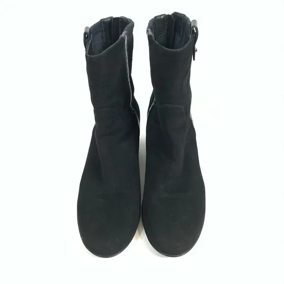 AQUATALIA Zip Black Suede Flat Bootie Ankle Boots