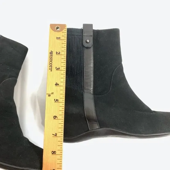 AQUATALIA Zip Black Suede Flat Bootie Ankle Boots