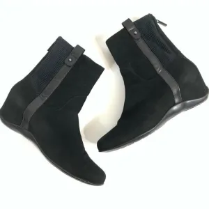 AQUATALIA Zip Black Suede Flat Bootie Ankle Boots