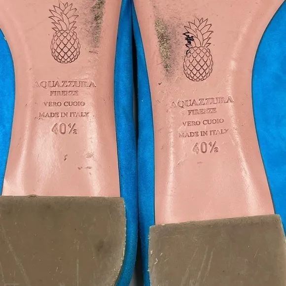Aquazzura Forever Marilyn Turquoise Ballet Flats Designer Suede Sz 40.5/10-10.5