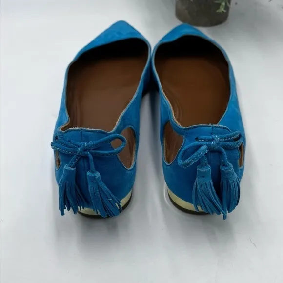Aquazzura Forever Marilyn Turquoise Ballet Flats Designer Suede Sz 40.5/10-10.5