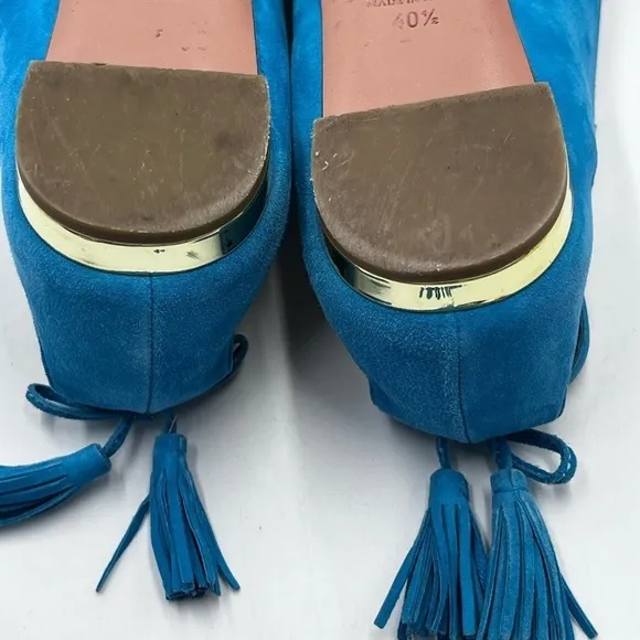 Aquazzura Forever Marilyn Turquoise Ballet Flats Designer Suede Sz 40.5/10-10.5