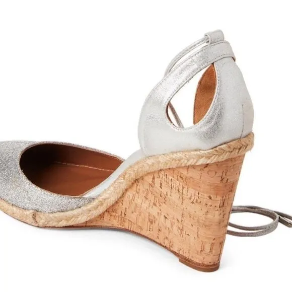 Aquazzura Palm Beach Metallic Glitter Espadrille Wedge Sandals US 5.5(35.5) $595