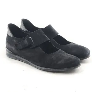 ARCHE Black Nubuck Leather Mary Jane Flats