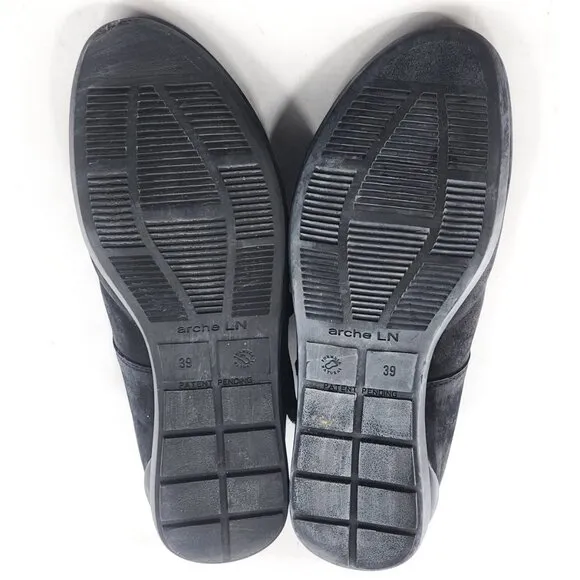 ARCHE Black Nubuck Leather Mary Jane Flats