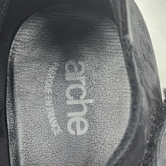 ARCHE Black Nubuck Leather Mary Jane Flats