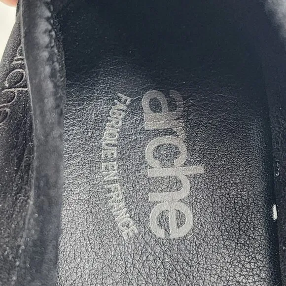 ARCHE Black Nubuck Leather Perforated Flats Zip