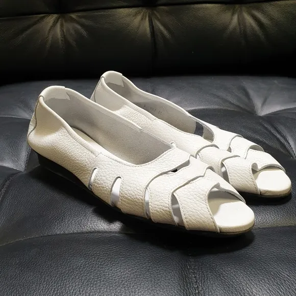 Arche Ninova Leather Flats Ballerina White