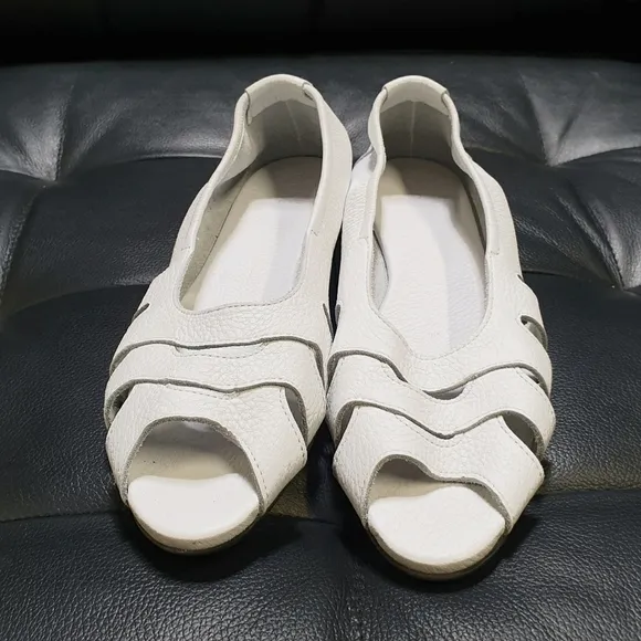 Arche Ninova Leather Flats Ballerina White