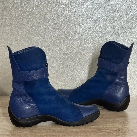 Arche Women's 36US 5.5Kings Blue Leather/Suede Flat Ankle Booties