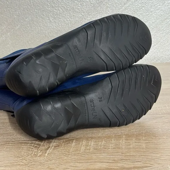 Arche Women's 36US 5.5Kings Blue Leather/Suede Flat Ankle Booties