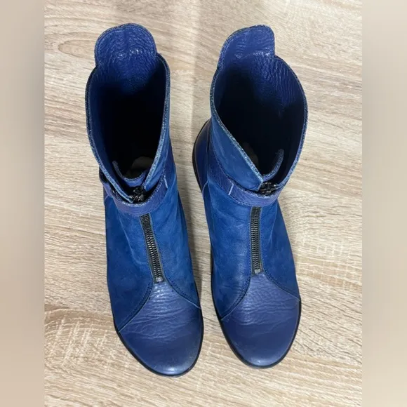 Arche Women's 36US 5.5Kings Blue Leather/Suede Flat Ankle Booties