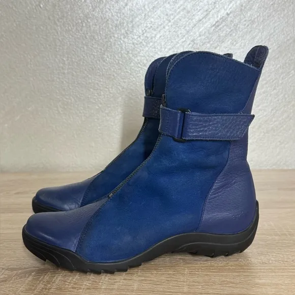Arche Women's 36US 5.5Kings Blue Leather/Suede Flat Ankle Booties