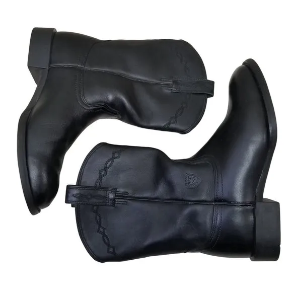 Ariat 7.5EE Black Leather 35501 Heritage Western Roper Boots
