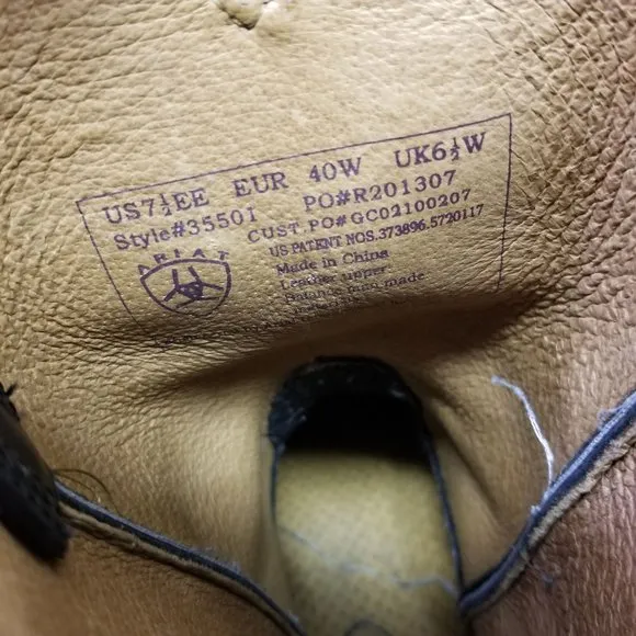 Ariat 7.5EE Black Leather 35501 Heritage Western Roper Boots