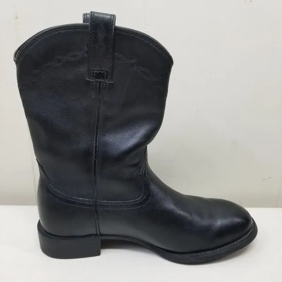 Ariat 7.5EE Black Leather 35501 Heritage Western Roper Boots