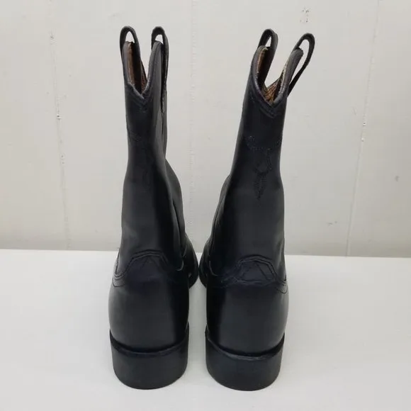 Ariat 7.5EE Black Leather 35501 Heritage Western Roper Boots