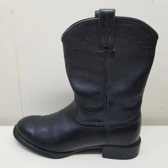 Ariat 7.5EE Black Leather 35501 Heritage Western Roper Boots