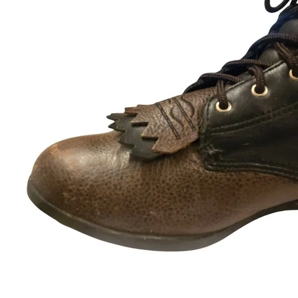 Ariat Lace Up Cowboy Boots Ropers Black Brown Mens 9 Western Shoes Lacers Lace