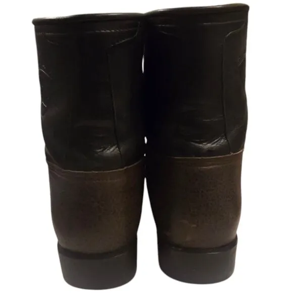 Ariat Lace Up Cowboy Boots Ropers Black Brown Mens 9 Western Shoes Lacers Lace