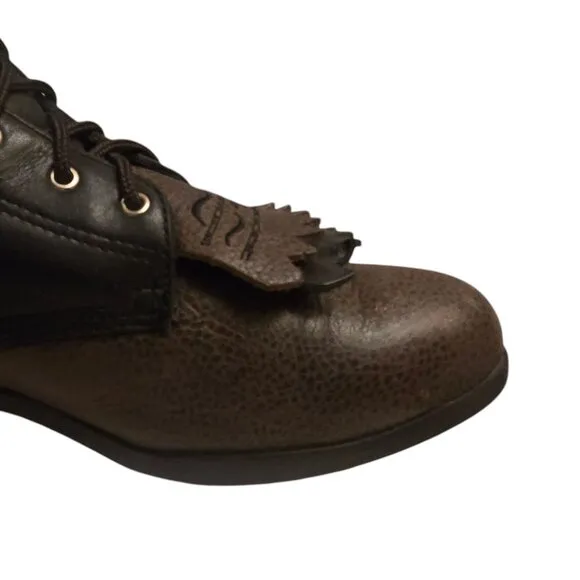 Ariat Lace Up Cowboy Boots Ropers Black Brown Mens 9 Western Shoes Lacers Lace