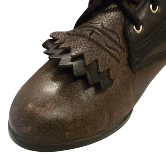 Ariat Lace Up Cowboy Boots Ropers Black Brown Mens 9 Western Shoes Lacers Lace