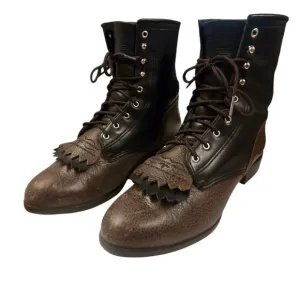 Ariat Lace Up Cowboy Boots Ropers Black Brown Mens 9 Western Shoes Lacers Lace