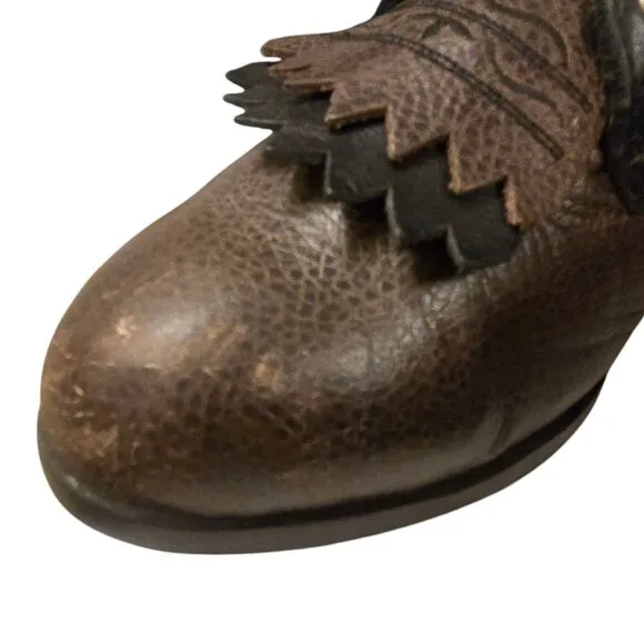 Ariat Lace Up Cowboy Boots Ropers Black Brown Mens 9 Western Shoes Lacers Lace