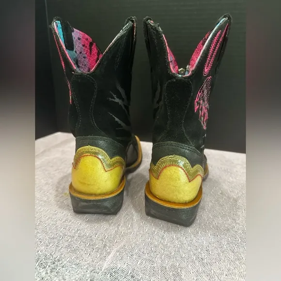 Ariat Women's Western Black and Pink Heeled Boots