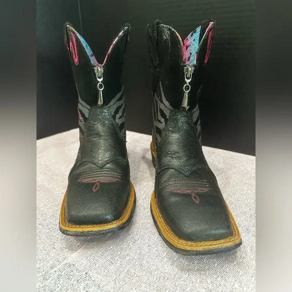 Ariat Women's Western Black and Pink Heeled Boots