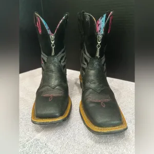 Ariat Women's Western Black and Pink Heeled Boots