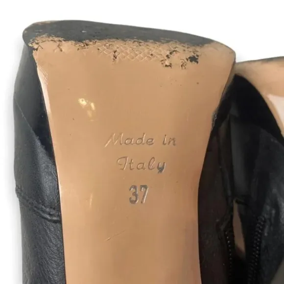 Arnold Churgin Black Leather Knee High Heeled Boots