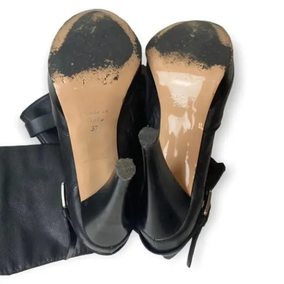 Arnold Churgin Black Leather Knee High Heeled Boots