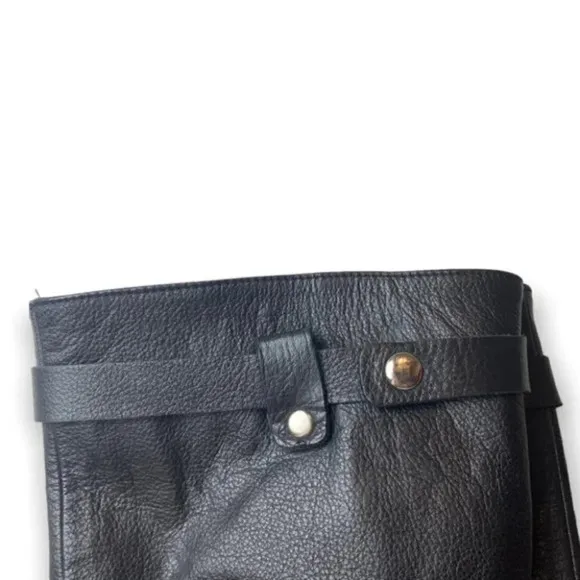 Arnold Churgin Black Leather Knee High Heeled Boots