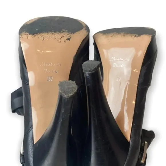 Arnold Churgin Black Leather Knee High Heeled Boots