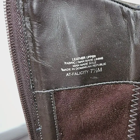 Arturo Chiang Falicity Tall Knee Boots 7.5 M Brown Leather Snakeskin Gold Zipper