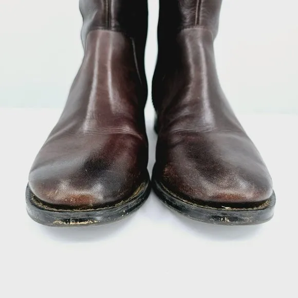 Arturo Chiang Falicity Tall Knee Boots 7.5 M Brown Leather Snakeskin Gold Zipper
