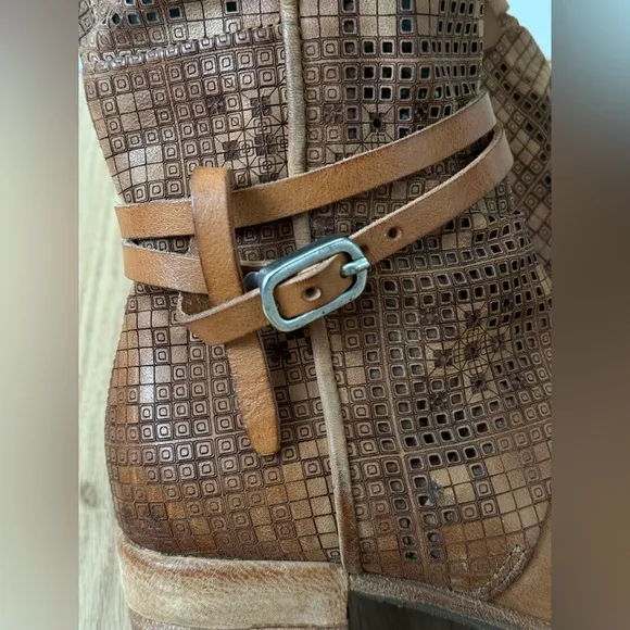 A.S. 98 Gene Boho Brown Leather Perforated Knee High Boots Size EU 37 | US 6.5-7