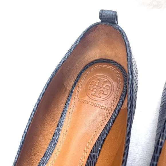 Auc Tory Burch Mini Miller LIZARD Leather Ballet Flats Size 6.5