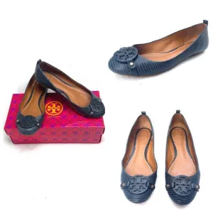 Auc Tory Burch Mini Miller LIZARD Leather Ballet Flats Size 6.5