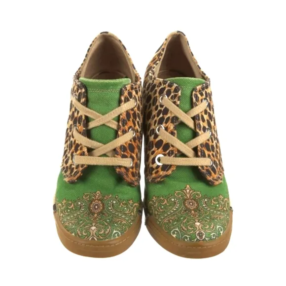 Authenthic D&amp;G Dolce And Gabbana Canvas Printed Lace-Up Boots Sneakers