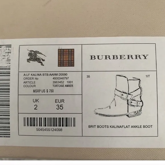 Authentic Burberry brown leather Ankle Boots with box and dust bag