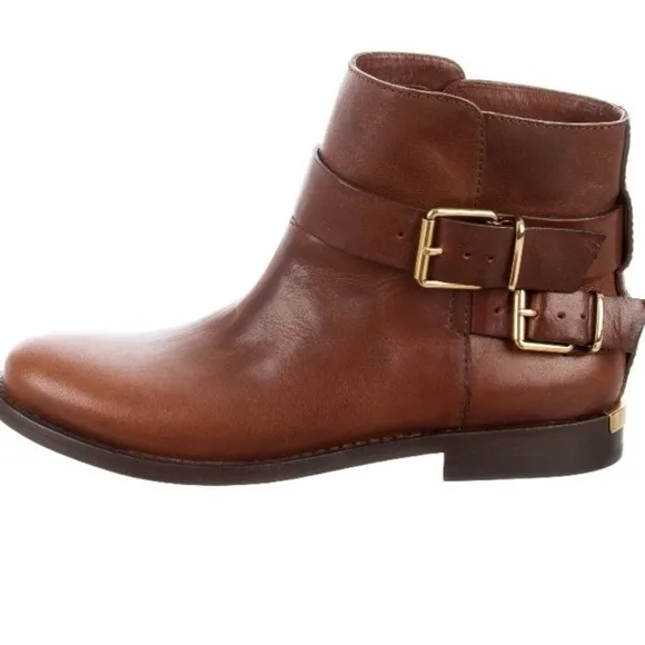Authentic Burberry brown leather Ankle Boots with box and dust bag