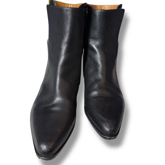 Authentic Chloe Chelsea Black Leather Ankle Boots Gold Italian Luxury 36.5 6.5