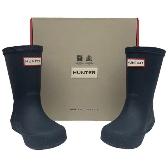 Authentic Hunter Kids First Classic Rain Boots Navy Blue 6 Boys 7 Girls EU22