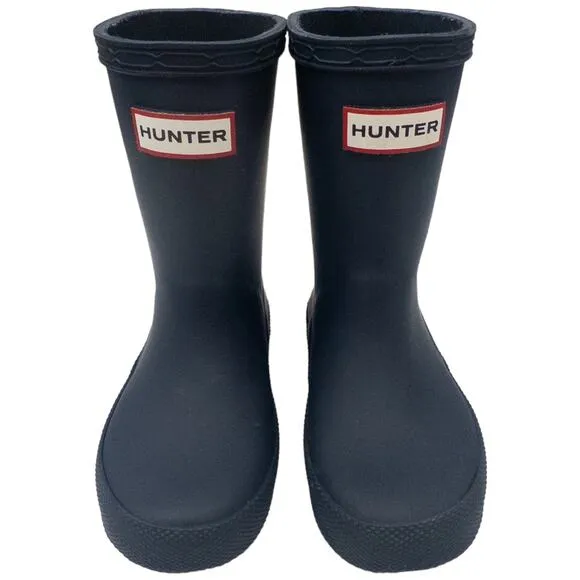 Authentic Hunter Kids First Classic Rain Boots Navy Blue 6 Boys 7 Girls EU22